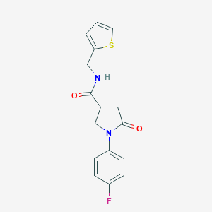 molecular formula C16H15FN2O2S B296561 1-(4-fluorophenyl)-5-oxo-N-(thiophen-2-ylmethyl)pyrrolidine-3-carboxamide 
