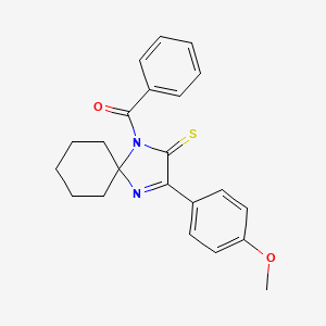 molecular formula C22H22N2O2S B2965620 1-Benzoyl-3-(4-methoxyphenyl)-1,4-diazaspiro[4.5]dec-3-ene-2-thione CAS No. 1223937-90-3