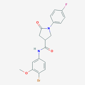 molecular formula C18H16BrFN2O3 B296563 N-(4-bromo-3-methoxyphenyl)-1-(4-fluorophenyl)-5-oxo-3-pyrrolidinecarboxamide 