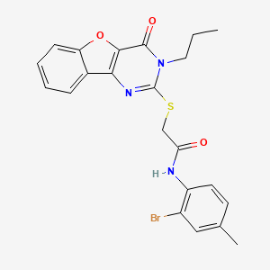 molecular formula C22H20BrN3O3S B2965639 N-(2-溴-4-甲苯基)-2-[(4-氧代-3-丙基-3,4-二氢[1]苯并呋喃[3,2-d]嘧啶-2-基)硫代]乙酰胺 CAS No. 899961-55-8