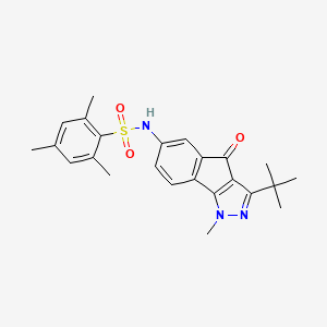 molecular formula C24H27N3O3S B2965652 3-(叔丁基)-1-甲基-6-(((2,4,6-三甲苯基)磺酰基)氨基)茚并[2,3-D]吡唑-4-酮 CAS No. 1024523-26-9