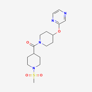 molecular formula C16H24N4O4S B2965677 (1-(甲磺酰基)哌啶-4-基)(4-(吡嗪-2-氧基)哌啶-1-基)甲苯酮 CAS No. 1448134-15-3