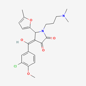 molecular formula C22H25ClN2O5 B2965678 4-(3-chloro-4-methoxybenzoyl)-1-(3-(dimethylamino)propyl)-3-hydroxy-5-(5-methylfuran-2-yl)-1H-pyrrol-2(5H)-one CAS No. 636987-36-5