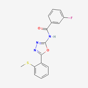 molecular formula C16H12FN3O2S B2965679 3-氟-N-[5-(2-甲基硫代苯基)-1,3,4-恶二唑-2-基]苯甲酰胺 CAS No. 886908-23-2