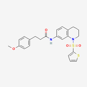 molecular formula C23H24N2O4S2 B2965680 3-(4-甲氧基苯基)-N-(1-(噻吩-2-基磺酰基)-1,2,3,4-四氢喹啉-7-基)丙酰胺 CAS No. 898429-86-2