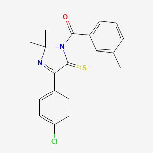 molecular formula C19H17ClN2OS B2965686 (4-(4-chlorophenyl)-2,2-dimethyl-5-thioxo-2,5-dihydro-1H-imidazol-1-yl)(m-tolyl)methanone CAS No. 1223951-53-8