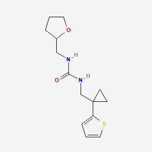 molecular formula C14H20N2O2S B2965687 1-((Tetrahydrofuran-2-yl)methyl)-3-((1-(thiophen-2-yl)cyclopropyl)methyl)urea CAS No. 2034480-79-8