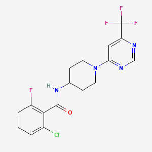 molecular formula C17H15ClF4N4O B2965693 2-chloro-6-fluoro-N-(1-(6-(trifluoromethyl)pyrimidin-4-yl)piperidin-4-yl)benzamide CAS No. 2034348-76-8