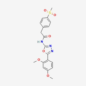 molecular formula C19H19N3O6S B2965695 N-(5-(2,4-二甲氧基苯基)-1,3,4-恶二唑-2-基)-2-(4-(甲磺酰基)苯基)乙酰胺 CAS No. 941931-00-6