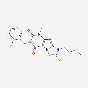 molecular formula C20H22FN5O2 B2965697 8-butyl-3-(2-fluorobenzyl)-1,7-dimethyl-1H-imidazo[2,1-f]purine-2,4(3H,8H)-dione CAS No. 887464-02-0