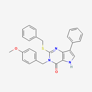 molecular formula C27H23N3O2S B2965704 2-(苄基硫)-3-(4-甲氧基苄基)-7-苯基-3H-吡咯并[3,2-d]嘧啶-4(5H)-酮 CAS No. 1793859-50-3