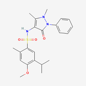molecular formula C22H27N3O4S B2965707 N-(1,5-Dimethyl-3-oxo-2-phenylpyrazol-4-yl)-4-methoxy-2-methyl-5-propan-2-ylbenzenesulfonamide CAS No. 2213975-20-1