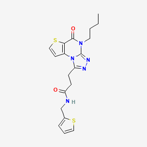 molecular formula C19H21N5O2S2 B2965716 3-(4-butyl-5-oxo-4,5-dihydrothieno[2,3-e][1,2,4]triazolo[4,3-a]pyrimidin-1-yl)-N-(2-thienylmethyl)propanamide CAS No. 1223760-77-7