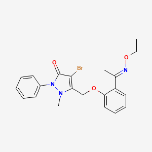 molecular formula C21H22BrN3O3 B2965720 4-bromo-5-{[2-(ethoxyethanimidoyl)phenoxy]methyl}-1-methyl-2-phenyl-1,2-dihydro-3H-pyrazol-3-one CAS No. 1020252-71-4