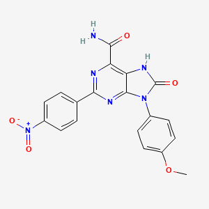molecular formula C19H14N6O5 B2965722 9-(4-甲氧基苯基)-2-(4-硝基苯基)-8-氧代-8,9-二氢-7H-嘌呤-6-甲酰胺 CAS No. 888426-37-7