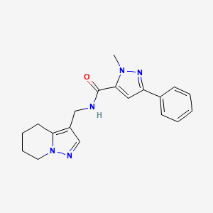 molecular formula C19H21N5O B2965723 1-methyl-3-phenyl-N-((4,5,6,7-tetrahydropyrazolo[1,5-a]pyridin-3-yl)methyl)-1H-pyrazole-5-carboxamide CAS No. 2034588-46-8