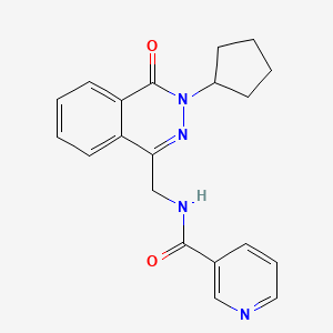 molecular formula C20H20N4O2 B2965728 N-((3-环戊基-4-氧代-3,4-二氢酞嗪-1-基)甲基)烟酰胺 CAS No. 1421517-50-1