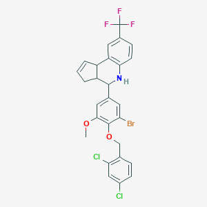 molecular formula C27H21BrCl2F3NO2 B296582 4-{3-bromo-4-[(2,4-dichlorobenzyl)oxy]-5-methoxyphenyl}-8-(trifluoromethyl)-3a,4,5,9b-tetrahydro-3H-cyclopenta[c]quinoline 