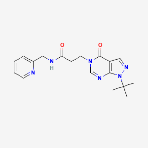 molecular formula C18H22N6O2 B2965822 3-(1-(叔丁基)-4-氧代-1H-吡唑并[3,4-d]嘧啶-5(4H)-基)-N-(吡啶-2-基甲基)丙酰胺 CAS No. 953240-44-3
