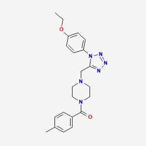 molecular formula C22H26N6O2 B2965836 (4-((1-(4-乙氧基苯基)-1H-四唑-5-基)甲基)哌嗪-1-基)(对甲苯基)甲苯酮 CAS No. 1049478-49-0