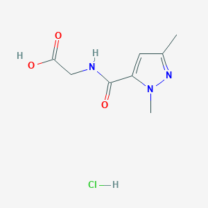 molecular formula C8H12ClN3O3 B2965879 2-[(2,5-Dimethylpyrazole-3-carbonyl)amino]acetic acid;hydrochloride CAS No. 2377034-04-1
