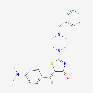 molecular formula C23H26N4OS B296590 2-(4-benzyl-1-piperazinyl)-5-[4-(dimethylamino)benzylidene]-1,3-thiazol-4(5H)-one 
