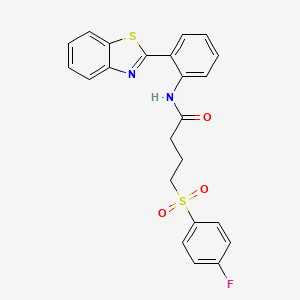 molecular formula C23H19FN2O3S2 B2965910 N-(2-(苯并[d]噻唑-2-基)苯基)-4-((4-氟苯基)磺酰基)丁酰胺 CAS No. 941907-35-3