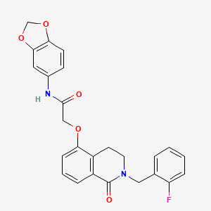 molecular formula C25H21FN2O5 B2965919 N-(苯并[d][1,3]二氧杂环-5-基)-2-((2-(2-氟苄基)-1-氧代-1,2,3,4-四氢异喹啉-5-基)氧基)乙酰胺 CAS No. 850907-15-2