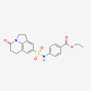 molecular formula C20H20N2O5S B2965933 ethyl 4-(4-oxo-2,4,5,6-tetrahydro-1H-pyrrolo[3,2,1-ij]quinoline-8-sulfonamido)benzoate CAS No. 898463-08-6