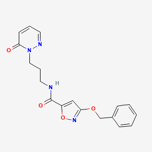 molecular formula C18H18N4O4 B2965934 3-(苯甲氧基)-N-(3-(6-氧代吡哒嗪-1(6H)-基)丙基)异恶唑-5-甲酰胺 CAS No. 1448060-99-8