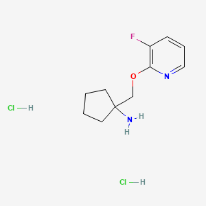 molecular formula C11H17Cl2FN2O B2965937 1-[(3-Fluoropyridin-2-yl)oxymethyl]cyclopentan-1-amine;dihydrochloride CAS No. 2378502-20-4