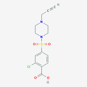 molecular formula C14H15ClN2O4S B2965938 2-Chloro-4-(4-prop-2-ynylpiperazin-1-yl)sulfonylbenzoic acid CAS No. 1825642-21-4