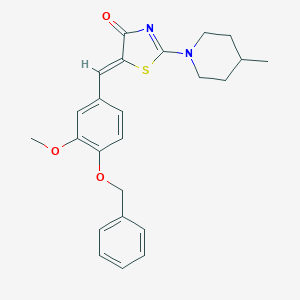 molecular formula C24H26N2O3S B296594 5-[4-(benzyloxy)-3-methoxybenzylidene]-2-(4-methyl-1-piperidinyl)-1,3-thiazol-4(5H)-one 
