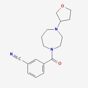 molecular formula C17H21N3O2 B2965960 3-(4-(Tetrahydrofuran-3-yl)-1,4-diazepane-1-carbonyl)benzonitrile CAS No. 2310208-67-2