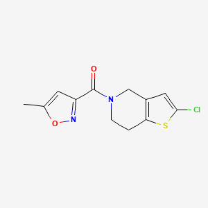 molecular formula C12H11ClN2O2S B2965972 (2-chloro-6,7-dihydrothieno[3,2-c]pyridin-5(4H)-yl)(5-methylisoxazol-3-yl)methanone CAS No. 2034608-07-4