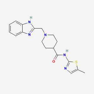 molecular formula C18H21N5OS B2965989 1-((1H-苯并[d]咪唑-2-基)甲基)-N-(5-甲基噻唑-2-基)哌啶-4-甲酰胺 CAS No. 1235302-02-9