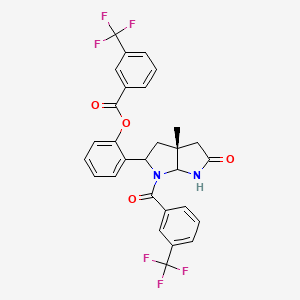 molecular formula C29H22F6N2O4 B2965997 2-{(3aR)-3a-methyl-5-oxo-1-[3-(trifluoromethyl)benzoyl]octahydropyrrolo[2,3-b]pyrrol-2-yl}phenyl 3-(trifluoromethyl)benzenecarboxylate CAS No. 956401-90-4