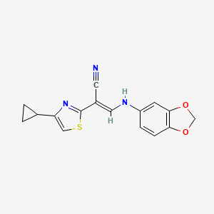 (2E)-3-(1,3-benzodioxol-5-ylamino)-2-(4-cyclopropyl-1,3-thiazol-2-yl)prop-2-enenitrile