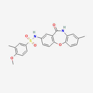 molecular formula C22H20N2O5S B2966002 4-甲氧基-3-甲基-N-(8-甲基-11-氧代-10,11-二氢二苯并[b,f][1,4]恶杂环庚-2-基)苯磺酰胺 CAS No. 921897-78-1