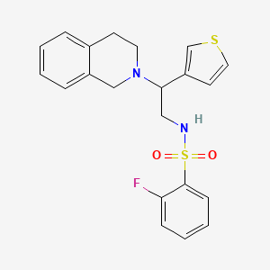 N-(2-(3,4-dihydroisoquinolin-2(1H)-yl)-2-(thiophen-3-yl)ethyl)-2-fluorobenzenesulfonamide