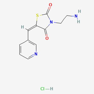 molecular formula C11H12ClN3O2S B2966018 (5E)-3-(2-aminoethyl)-5-(pyridin-3-ylmethylidene)-1,3-thiazolidine-2,4-dione hydrochloride CAS No. 478792-15-3