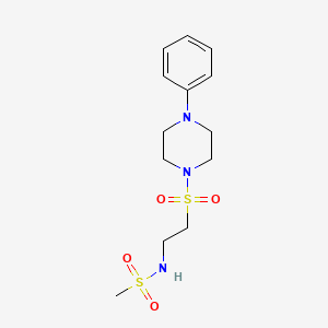 molecular formula C13H21N3O4S2 B2966029 N-(2-((4-苯基哌嗪-1-基)磺酰基)乙基)甲磺酰胺 CAS No. 897622-23-0