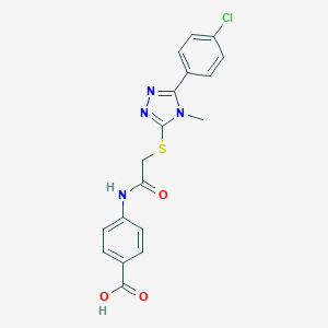 molecular formula C18H15ClN4O3S B296603 4-[({[5-(4-chlorophenyl)-4-methyl-4H-1,2,4-triazol-3-yl]sulfanyl}acetyl)amino]benzoic acid 