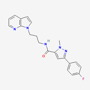 molecular formula C21H20FN5O B2966032 N-(3-(1H-pyrrolo[2,3-b]pyridin-1-yl)propyl)-3-(4-fluorophenyl)-1-methyl-1H-pyrazole-5-carboxamide CAS No. 1798485-97-8
