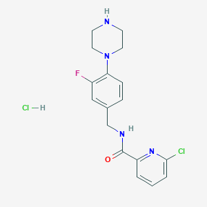 6-chloro-N-{[3-fluoro-4-(piperazin-1-yl)phenyl]methyl}pyridine-2-carboxamide hydrochloride