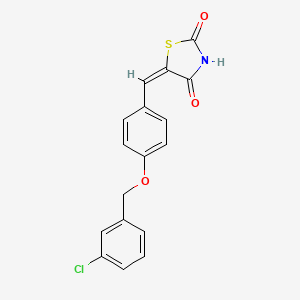 B2966047 (5E)-5-({4-[(3-chlorophenyl)methoxy]phenyl}methylidene)-1,3-thiazolidine-2,4-dione CAS No. 157375-63-8