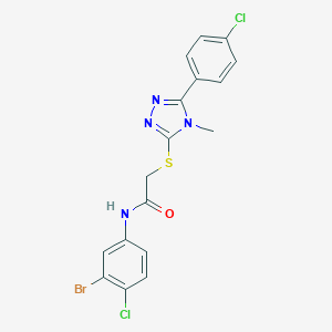 molecular formula C17H13BrCl2N4OS B296605 N-(3-bromo-4-chlorophenyl)-2-{[5-(4-chlorophenyl)-4-methyl-4H-1,2,4-triazol-3-yl]sulfanyl}acetamide 