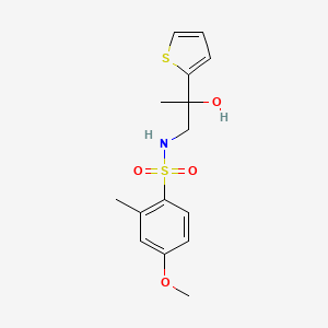 molecular formula C15H19NO4S2 B2966061 N-(2-hydroxy-2-(thiophen-2-yl)propyl)-4-methoxy-2-methylbenzenesulfonamide CAS No. 1351617-84-9