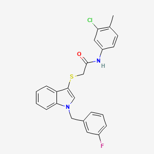 molecular formula C24H20ClFN2OS B2966062 N-(3-chloro-4-methylphenyl)-2-[1-[(3-fluorophenyl)methyl]indol-3-yl]sulfanylacetamide CAS No. 851412-36-7