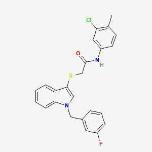 molecular formula C24H20ClFN2OS B2966062 N-(3-氯-4-甲基苯基)-2-[1-[(3-氟苯基)甲基]吲哚-3-基]硫代乙酰胺 CAS No. 851412-36-7